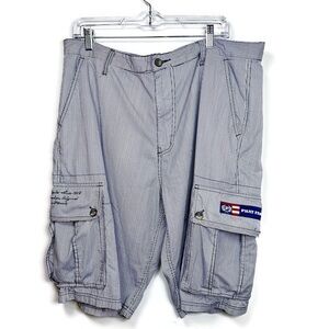 Vtg Phat Farm Baggy Hickory Stripe Cargo Shorts Mens 40 Y2K Carpenter 92